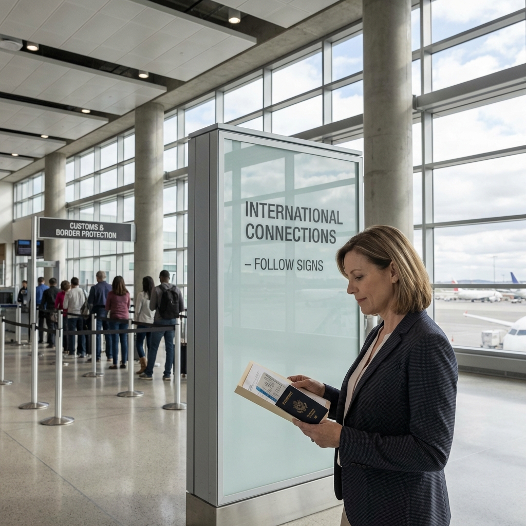 How to plan a simple, safe international connection from a U.S. airport (documents, time buffers, and steps)