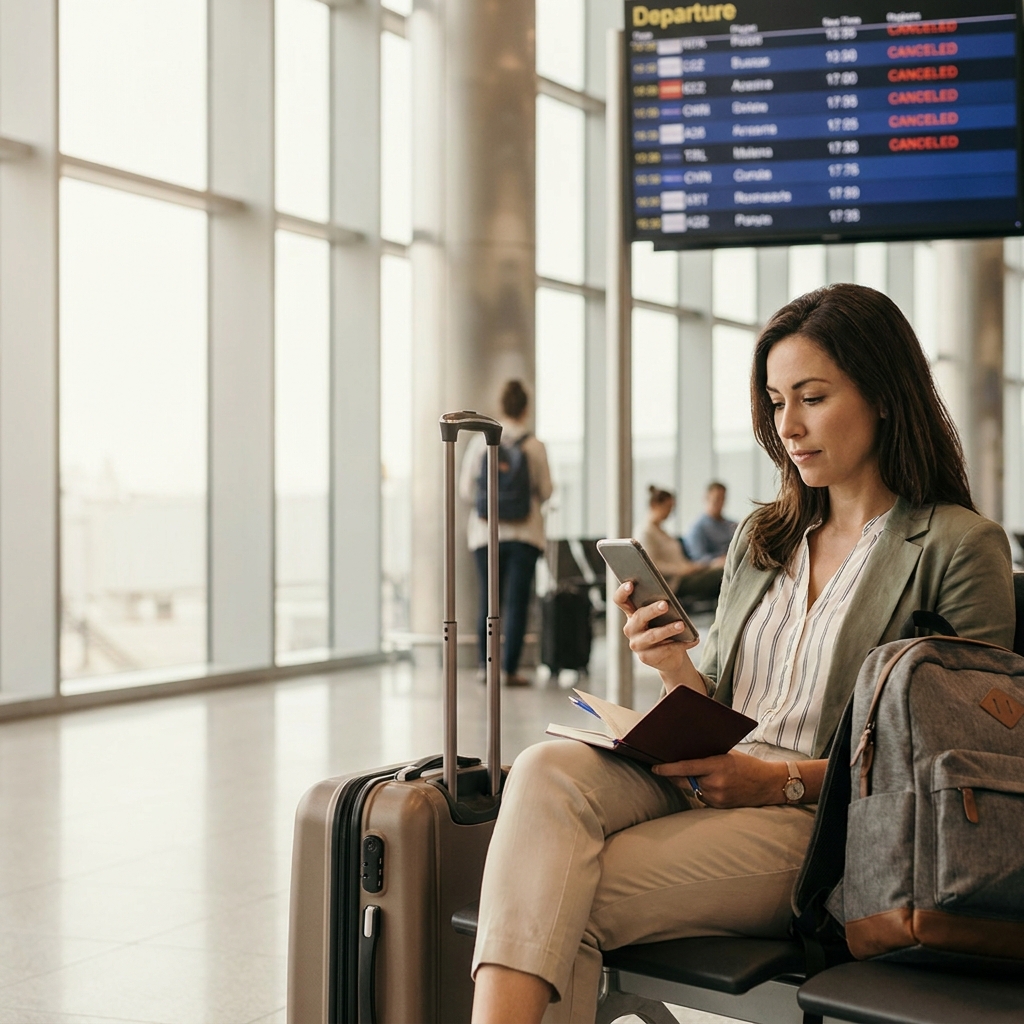 If your flight is canceled and you’re stranded: a calm airport checklist for rebooking, lodging, and next steps (informational)